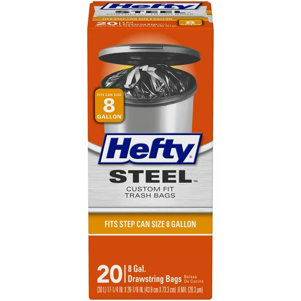 Buy Online Hefty Steel Custom Fit G Size Drawstring Trash Bags, Black